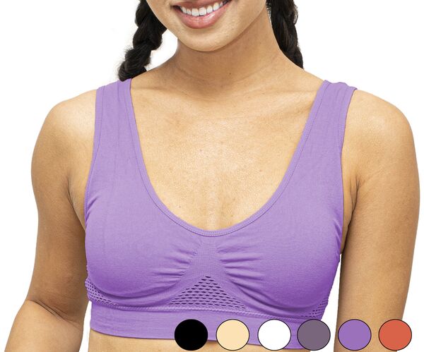 Seamless Support Wireless Comfort Bra 3pc - Breathable Mesh Design, Anti-Chafing, Removable Pads, Versatile & Easy Maintenance Stretch Sports Freedom Bra