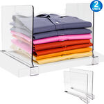 Acrylic Shelf Dividers Clear Closet Organizer - 2pc - Storage Rack Separator For Organization - Durable & Transparent for Wardrobe, Towels, Clothes, Jeans & Books