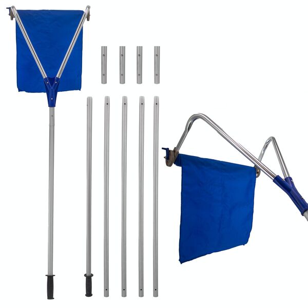 Roof Snow Removal Rake Shovel Tool - 21.65 ft Extendable Aluminum Telescopic Pole with Wheels & 15' Oxford Snow Slide - For Scraping Snow & Wet Leave Debris Removal
