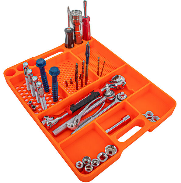 Heavy Duty Silicone Tool Tray Organizer - Anti Slip Grip, Flexible, Heat Resistant & Easy Clean Surface - Holds Sockets, Screws, Bolts, Bits & More - Flexible Grip Mat For Workshop, Automotive DIY & Garage